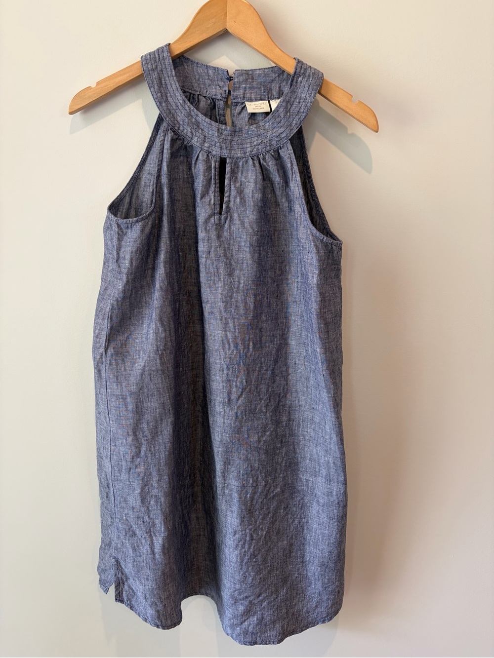 St. Tropez Resort Wear Linen Halter Neck Top - Blue M